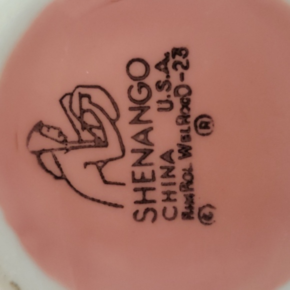 Vintage Shenango China Mug Saucer Set Of 5 Pink Gray Restaurant Ware - Picture 4 of 9